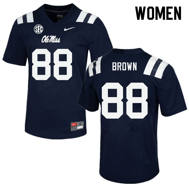Women #88 Bralon Brown Ole Miss Rebels College Football Jerseys Sale-Navy